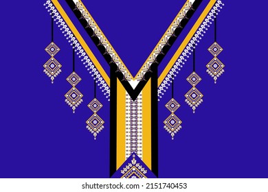 Geometric Ethnic oriental pattern traditional.Floral necklace embroidery design for fashion women.background,wallpaper,clothing and wrapping.