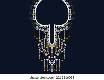Geometric Ethnic oriental pattern traditional.Floral necklace embroidery design for fashion women. background, wallpaper, clothing, and wrapping