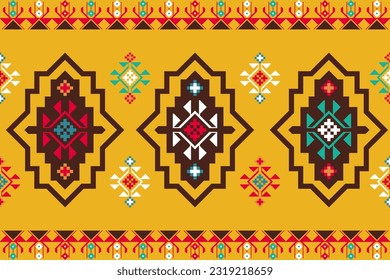 Geometric ethnic oriental pattern traditional.Seamless pattern design for clothing, fabric, background, wallpaper, wrapping, batik, carpet. Vector illustration
