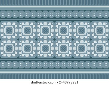 Geometric ethnic oriental pattern vector illustration.floral pixel art embroidery on white background,Aztec style,abstract background.design for texture,fabric,clothing,wrapping,decoration,scarf,print