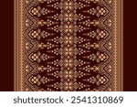 Geometric ethnic oriental pattern,geometric floral pattern,floral cross stitch pattern on brown background,vector illustration,abstract background.design for texture,fabric,clothing,decoration,print.