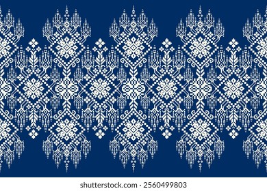 Geometric ethnic oriental pattern,geometric floral pattern,vector illustration,blue and white background,Aztec style,abstract background.design for texture,fabric,clothing,decoration,print,sarong.