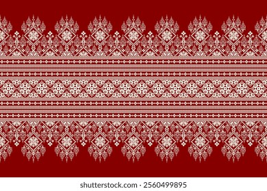 Geometric ethnic oriental pattern,geometric floral pattern,vector illustration,red and white background,Aztec style,abstract background.design for texture,fabric,clothing,decoration,print,sarong.