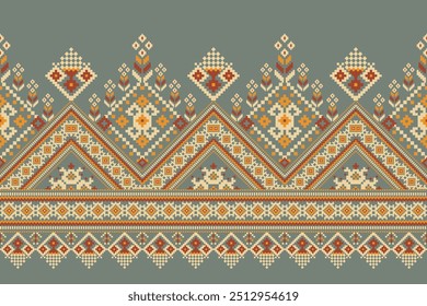 Geometric ethnic oriental pattern,geometric traditional pattern,geometric floral cross stitch embroidery,Aztec style,abstract background vector illustration.design for texture,fabric,clothing,scarf.