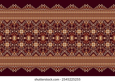 Geometric ethnic oriental pattern,geometric traditional pattern,geometric floral cross stitch embroidery,Aztec style,abstract background vector illustration.design for texture,fabric,clothing,scarf.