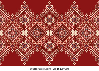 Geometric ethnic oriental pattern,geometric traditional pattern,geometric floral cross stitch embroidery,Aztec style,abstract background vector illustration.design for texture,fabric,clothing,scarf.