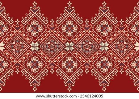 Geometric ethnic oriental pattern,geometric traditional pattern,geometric floral cross stitch embroidery,Aztec style,abstract background vector illustration.design for texture,fabric,clothing,scarf