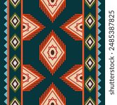 Geometric ethnic oriental seamless pattern traditional design for background,carpet,wallpaper,clothing,wrapping,batik,fabric,Vector illustration. Embroidery style.
