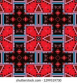 Geometric ethnic oriental seamless pattern traditional Design for background,carpet,wallpaper,clothing,wrapping,Batik,fabric,Vector illustration.embroidery style.