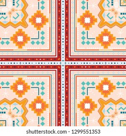 Geometric ethnic oriental seamless pattern traditional Design for background,carpet,wallpaper,clothing,wrapping,Batik,fabric,Vector illustration.embroidery style.
