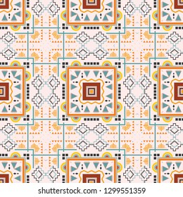 Geometric ethnic oriental seamless pattern traditional Design for background,carpet,wallpaper,clothing,wrapping,Batik,fabric,Vector illustration.embroidery style.