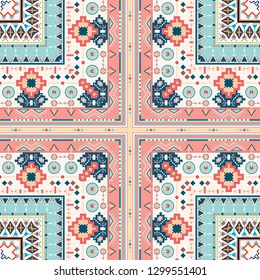 Geometric ethnic oriental seamless pattern traditional Design for background,carpet,wallpaper,clothing,wrapping,Batik,fabric,Vector illustration.embroidery style.