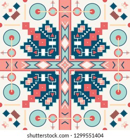 Geometric ethnic oriental seamless pattern traditional Design for background,carpet,wallpaper,clothing,wrapping,Batik,fabric,Vector illustration.embroidery style.