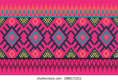Geometric ethnic oriental seamless pattern traditional Design for background,carpet,wallpaper,clothing,wrapping,Batik,fabric,Vector illustration.embroidery style.