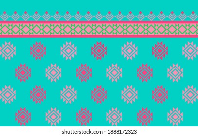 Patrón geométrico étnico oriental sin fisuras Diseño tradicional para fondo, alfombra, papel pintado, ropa, envoltura, Batik,tela,Ilustración vectorial.estilo bordado.