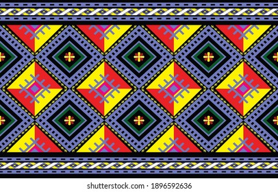 Geometric ethnic oriental seamless pattern traditional Design for background,carpet,wallpaper,clothing,wrapping,Batik,fabric,Vector,illustration,embroidery style.