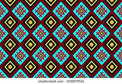 Geometric ethnic oriental seamless pattern traditional Design for background,carpet,wallpaper.clothing,wrapping,Batik fabric,Vector illustration.embroidery style.