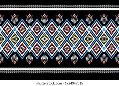 Patrón geométrico étnico oriental sin costuras Diseño tradicional para fondo, alfombra, papel pintado.ropa,envoltura,tela batik,Ilustración vectorial.estilo bordado.
