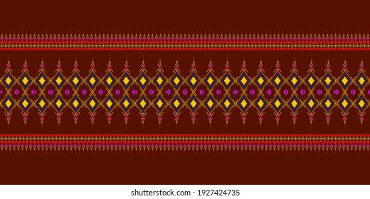 Geometric ethnic oriental seamless pattern traditional Design for background,carpet,wallpaper.clothing,wrapping,Batik fabric,Vector illustration.embroidery style.