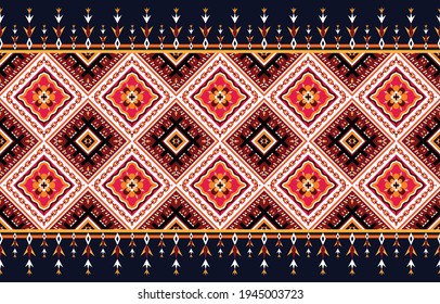 Geometric ethnic oriental seamless pattern traditional design for background ,carpet ,wallpaper,clothing,wrapping,batik,fabric,vector illustration.embroidery style.