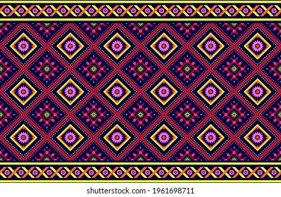 Geometric ethnic oriental seamless pattern traditional Design for background,carpet,wallpaper.clothing,wrapping,Batik fabric,Vector illustration.embroidery style.