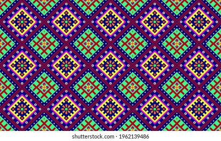 Geometric ethnic oriental seamless pattern traditional Design for background,carpet,wallpaper.clothing,wrapping,Batik fabric,Vector illustration.embroidery style.