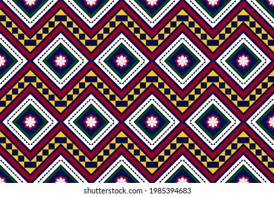 Geometric ethnic oriental seamless pattern traditional Design for background,carpet,wallpaper.clothing,wrapping,Batik fabric,Vector illustration.embroidery style.