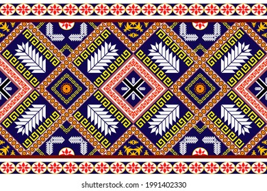 Geometrisches, ethnisch-orientalisches Muster, traditionelles Design für Hintergrund, Teppich, Tapete, Kleidung, Umhüllung, Batik, Stoff, Vektorgrafik.Stickereistil.