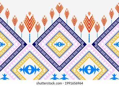 Geometrisches, ethnisch-orientalisches Muster, traditionelles Design für Hintergrund, Teppich, Tapete, Kleidung, Umhüllung, Batik, Stoff, Vektorgrafik.Stickereistil.