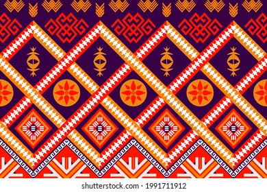 Geometric ethnic oriental seamless pattern traditional Design for background,carpet,wallpaper,clothing,wrapping,Batik,fabric,Vector illustration.embroidery style.