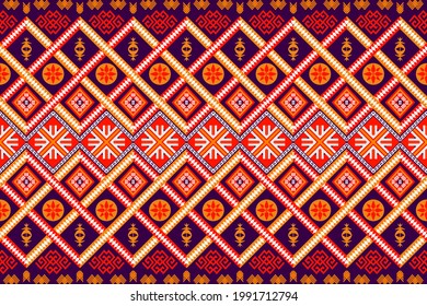 Geometrisches, ethnisch-orientalisches Muster, traditionelles Design für Hintergrund, Teppich, Tapete, Kleidung, Umhüllung, Batik, Stoff, Vektorgrafik.Stickereistil.