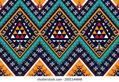 Patrón geométrico étnico oriental sin soldadura tradicional 
Diseño para fondo, alfombra, papel pintado, ropa, envoltura, Batik,
tejido,Ilustración vectorial.estilo bordado.