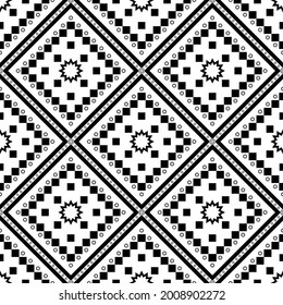 Geometric ethnic oriental seamless pattern traditional Design for background,carpet,wallpaper.clothing,wrapping,Batik fabric,Vector illustration.embroidery style - Sadu, sadou, sadow or sado