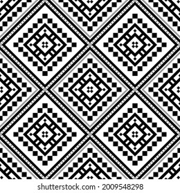 Geometric ethnic oriental seamless pattern traditional Design for background,carpet,wallpaper.clothing,wrapping,Batik fabric,Vector illustration.embroidery style - Sadu, sadou, sadow or sado