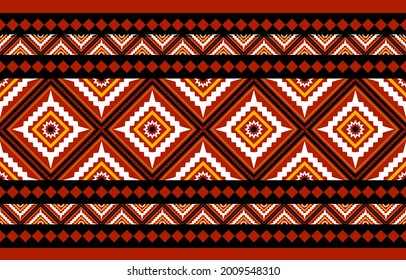 Geometric ethnic oriental seamless pattern traditional Design for background,carpet,wallpaper.clothing,wrapping,Batik fabric,Vector illustration.embroidery style - Sadu, sadou, sadow or sado