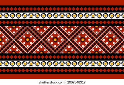 Geometric ethnic oriental seamless pattern traditional Design for background,carpet,wallpaper.clothing,wrapping,Batik fabric,Vector illustration.embroidery style - Sadu, sadou, sadow or sado