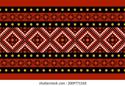 Geometric ethnic oriental seamless pattern traditional Design for background,carpet,wallpaper.clothing,wrapping,Batik fabric,Vector illustration.embroidery style - Sadu, sadou, sadow or sado