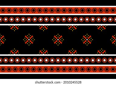 Geometric ethnic oriental seamless pattern traditional Design for background,carpet,wallpaper.clothing,wrapping,Batik fabric,Vector illustration.embroidery style - Sadu, sadou, sadow or sado