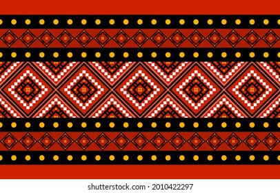 Geometric ethnic oriental seamless pattern traditional Design for background,carpet,wallpaper.clothing,wrapping,Batik fabric,Vector illustration.embroidery style - Sadu, sadou, sadow or sado