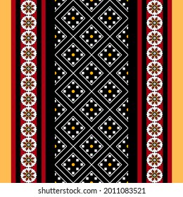 Geometric ethnic oriental seamless pattern traditional Design for background,carpet,wallpaper.clothing,wrapping,Batik fabric,Vector illustration.embroidery style - Sadu, sadou, sadow or sado