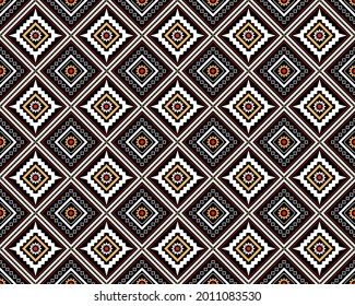 Geometric ethnic oriental seamless pattern traditional Design for background,carpet,wallpaper.clothing,wrapping,Batik fabric,Vector illustration.embroidery style - Sadu, sadou, sadow or sado