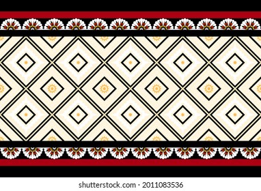 Geometric ethnic oriental seamless pattern traditional Design for background,carpet,wallpaper.clothing,wrapping,Batik fabric,Vector illustration.embroidery style - Sadu, sadou, sadow or sado