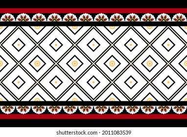 Geometric ethnic oriental seamless pattern traditional Design for background,carpet,wallpaper.clothing,wrapping,Batik fabric,Vector illustration.embroidery style - Sadu, sadou, sadow or sado