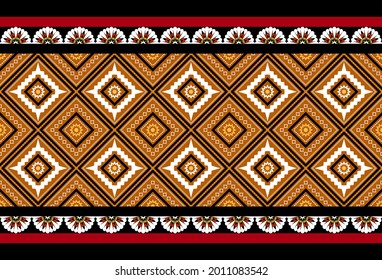 Geometric ethnic oriental seamless pattern traditional Design for background,carpet,wallpaper.clothing,wrapping,Batik fabric,Vector illustration.embroidery style - Sadu, sadou, sadow or sado