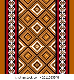 Geometric ethnic oriental seamless pattern traditional Design for background,carpet,wallpaper.clothing,wrapping,Batik fabric,Vector illustration.embroidery style - Sadu, sadou, sadow or sado