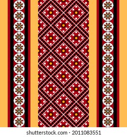 Geometric ethnic oriental seamless pattern traditional Design for background,carpet,wallpaper.clothing,wrapping,Batik fabric,Vector illustration.embroidery style - Sadu, sadou, sadow or sado