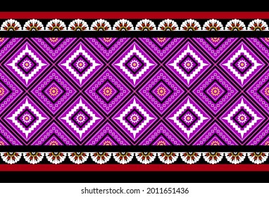 Geometric ethnic oriental seamless pattern traditional Design for background,carpet,wallpaper.clothing,wrapping,Batik fabric,Vector illustration.embroidery style - Sadu, sadou, sadow or sado