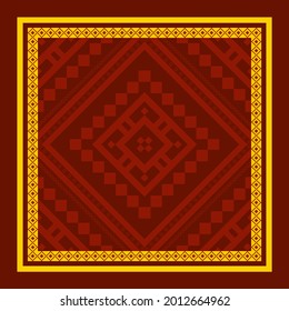 Geometric ethnic oriental seamless pattern traditional Design for background,carpet,wallpaper.clothing,wrapping,Batik fabric,Vector illustration.embroidery style - Sadu, sadou, sadow or sado