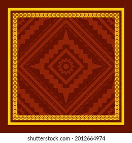 Geometric ethnic oriental seamless pattern traditional Design for background,carpet,wallpaper.clothing,wrapping,Batik fabric,Vector illustration.embroidery style - Sadu, sadou, sadow or sado