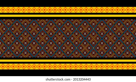 Geometric ethnic oriental seamless pattern traditional Design for background,carpet,wallpaper.clothing,wrapping,Batik fabric,Vector illustration.embroidery style - Sadu, sadou, sadow or sado